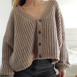 Oak + Fort Cropped Button Front Cardigan